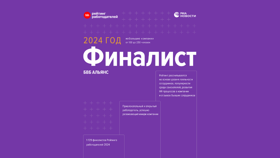 Вошли в рейтинг лучших работодателей России 2024 на hh.ru: 2